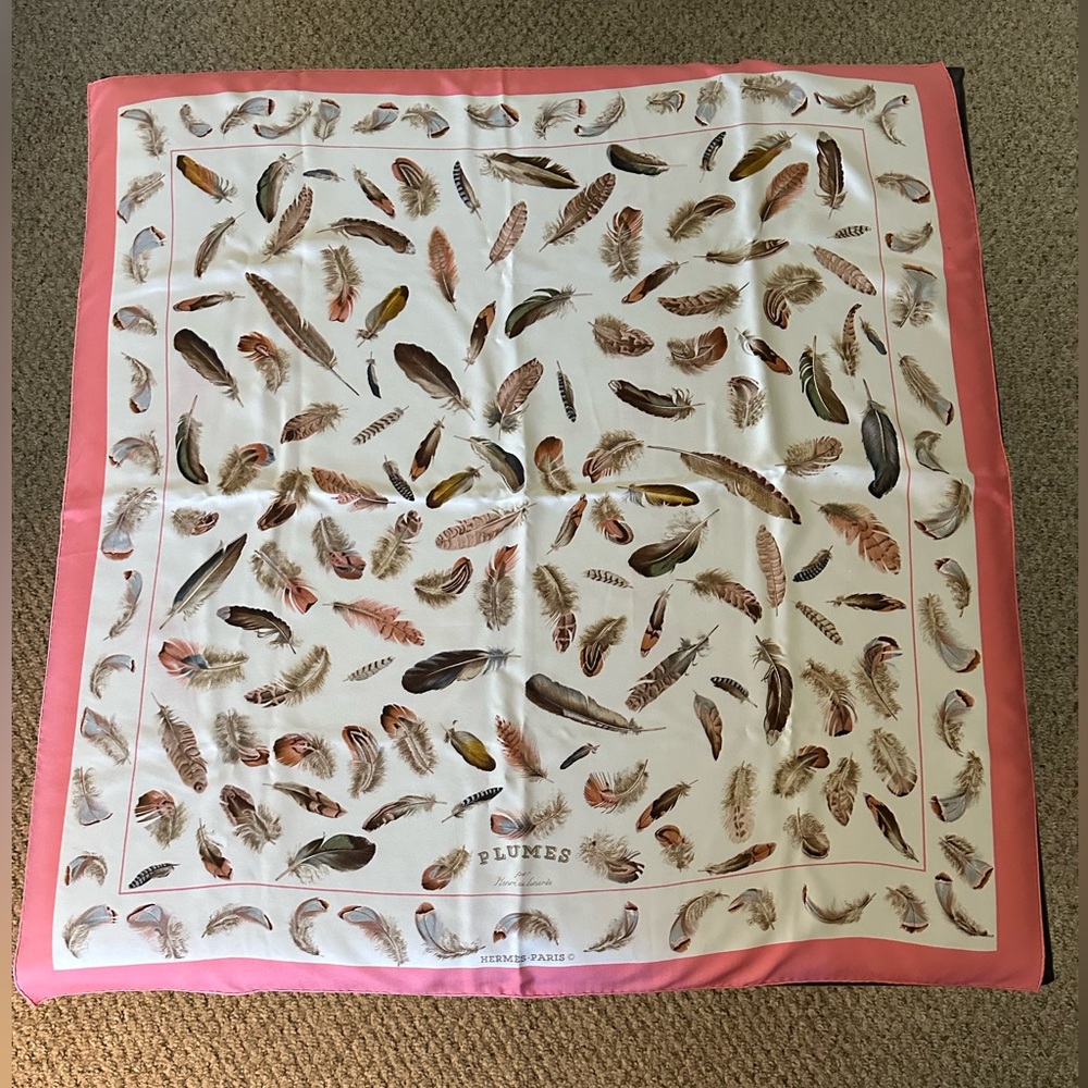 Vintage Hermes Plumes Scarf